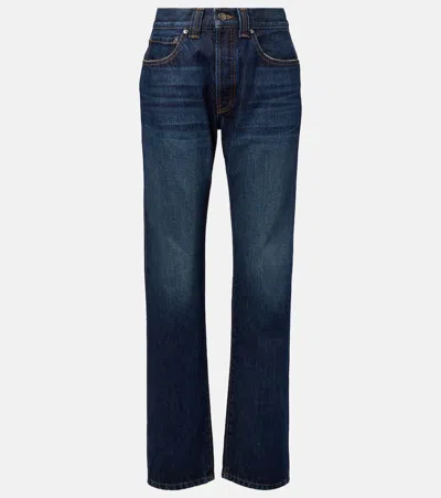 Khaite Kerrie Mid Rise Straight Jeans In Blue