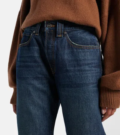 Khaite Kerrie Mid Rise Straight Jeans In Blue