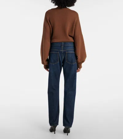 Khaite Kerrie Mid Rise Straight Jeans In Blue