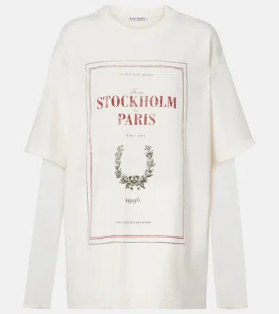 Acne Studios Layered Mesh-trimmed Cotton-jersey T-shirt In White