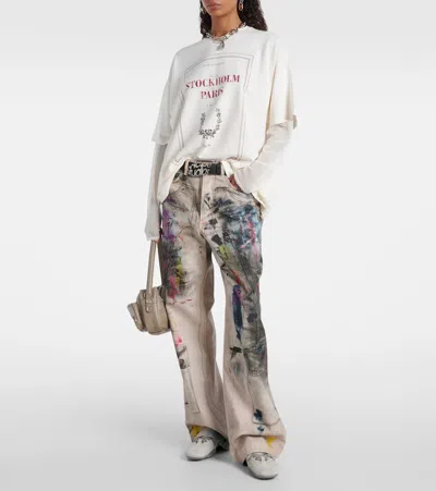 Acne Studios Layered Mesh-trimmed Cotton-jersey T-shirt In White