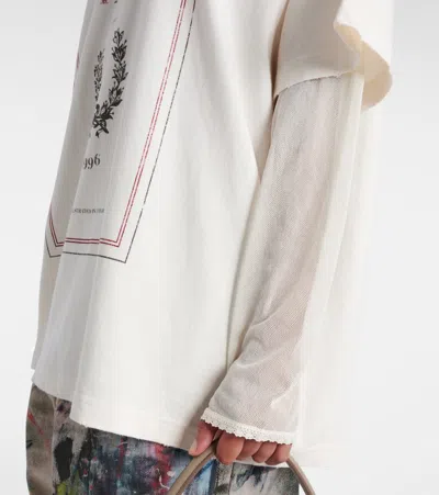 Acne Studios Layered Mesh-trimmed Cotton-jersey T-shirt In White
