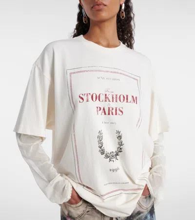 Acne Studios Layered Mesh-trimmed Cotton-jersey T-shirt In White