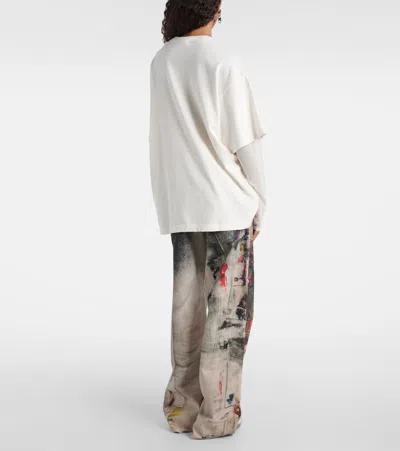 Acne Studios Layered Mesh-trimmed Cotton-jersey T-shirt In White