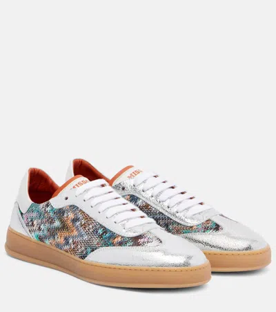Missoni Zigzag Metallic Leather Sneakers In Multi
