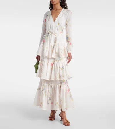 Zimmermann Lucky Floral Tiered Cotton Maxi Dress