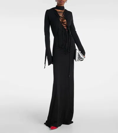 Attico Abito Lungo In Crepe Nero Donna