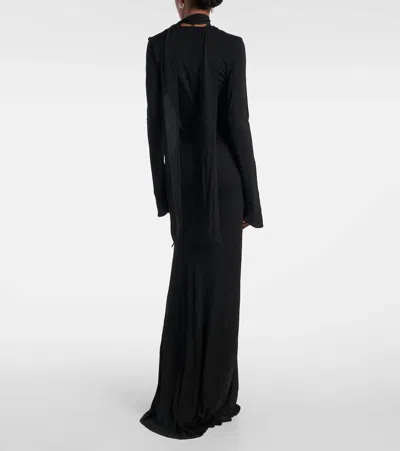Attico Abito Lungo In Crepe Nero Donna