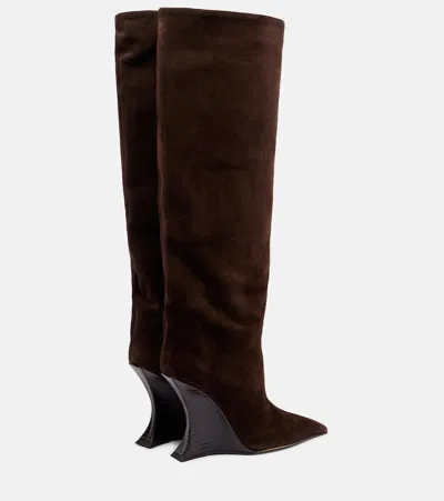 Paris Texas Nina Suede Knee-high Wedge Boots