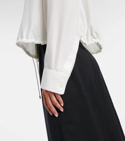 Loewe White Balloon-sleeve Silk Shirt