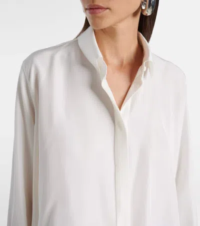 Loewe White Balloon-sleeve Silk Shirt