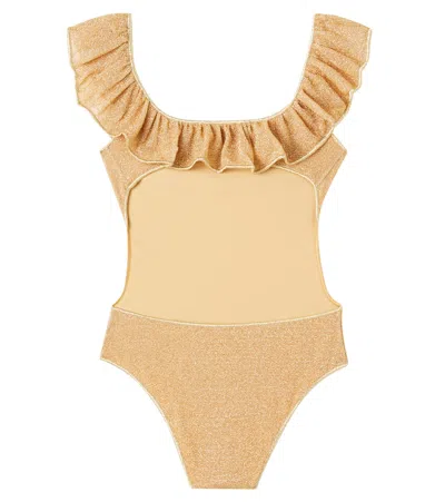 Oseree Oséree Kids Osemini Lumière Ruffled Swimsuit In Neutral