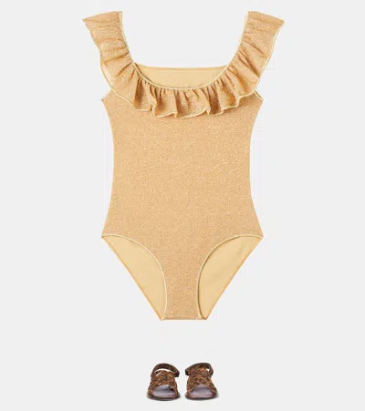 Oseree Oséree Kids Osemini Lumière Ruffled Swimsuit In Neutral