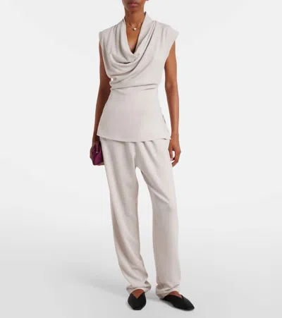 Tove Womens Dove Grey Terri Straight-leg Wool-blend Trousers In White