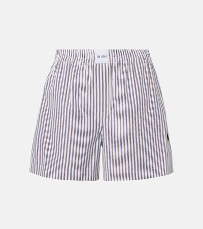 Attico Striped Cotton Shorts In White