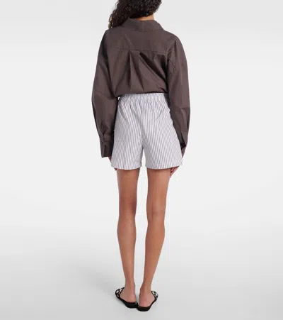 Attico Striped Cotton Shorts In White