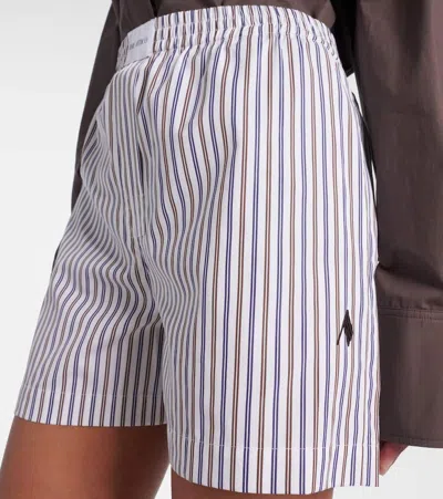 Attico Striped Cotton Shorts In White