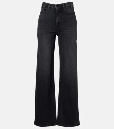Ag New Bgy Mid-rise Wide-leg Jeans In Black