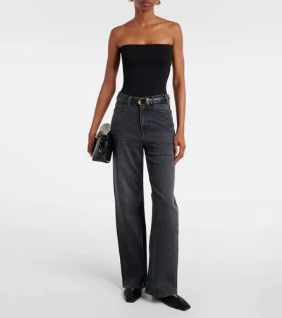 Ag New Bgy Mid-rise Wide-leg Jeans In Black