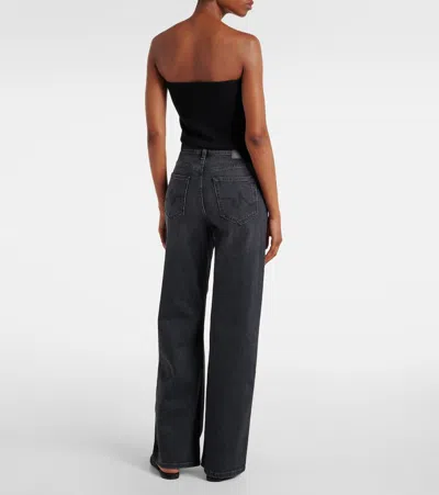 Ag New Bgy Mid-rise Wide-leg Jeans In Black