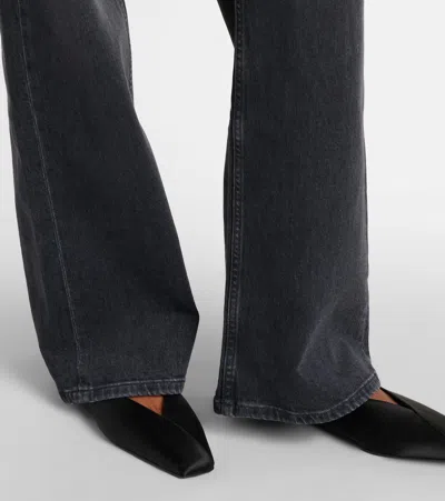 Ag New Bgy Mid-rise Wide-leg Jeans In Black
