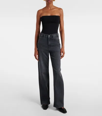 Ag New Bgy Mid-rise Wide-leg Jeans In Black