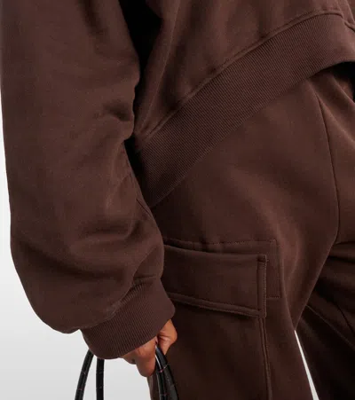 Attico Brown Cropped Sweatshirt With V Neck And Logo Lettering On The Front In Cotton Woman In Brown