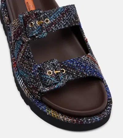 Missoni Zigzag Sequined Leather Sandals In Multi