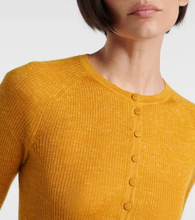 Gabriela Hearst Anges Knit Henley In Golden Birch Cashmere Silk With Hemp In Yellow