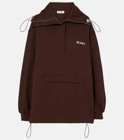 Attico Brown Double American Fleece Anorak Sweatshirt In Brown