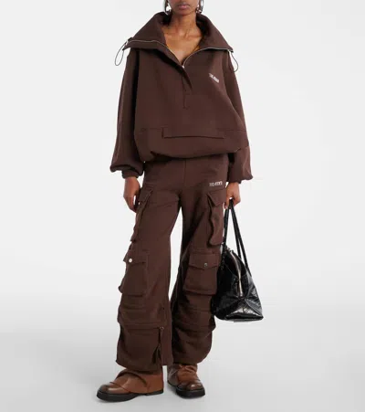 Attico Brown Double American Fleece Anorak Sweatshirt In Brown