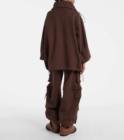 Attico Brown Double American Fleece Anorak Sweatshirt In Brown