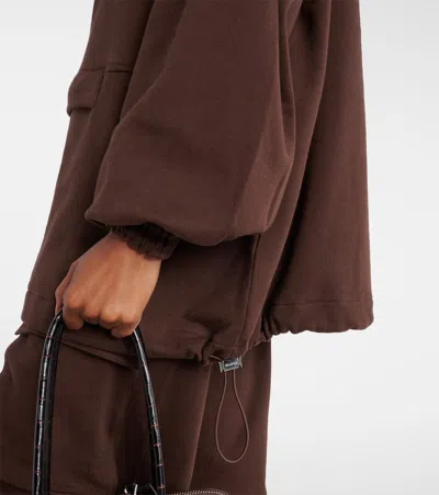 Attico Brown Double American Fleece Anorak Sweatshirt In Brown
