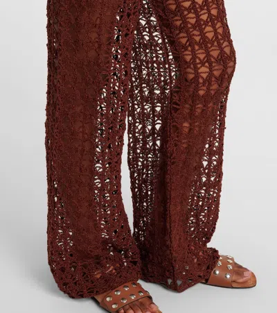 Anna Kosturova Crochet Cotton Wide-leg Pants