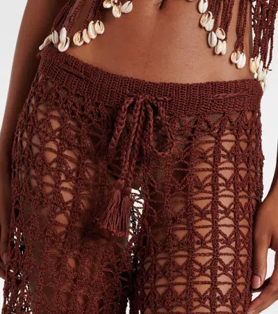 Anna Kosturova Crochet Cotton Wide-leg Pants
