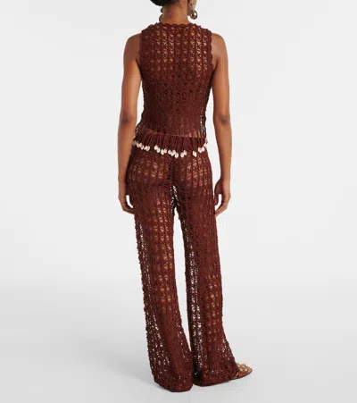 Anna Kosturova Crochet Cotton Wide-leg Pants
