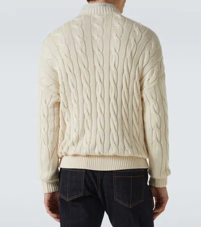 Dunhill Cable-knit Cotton And Silk Sweater In Neutral