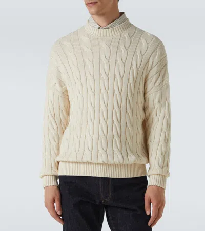 Dunhill Cable-knit Cotton And Silk Sweater In Neutral