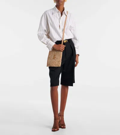Saint Laurent Oxalis Mini Raffia Shoulder Bag