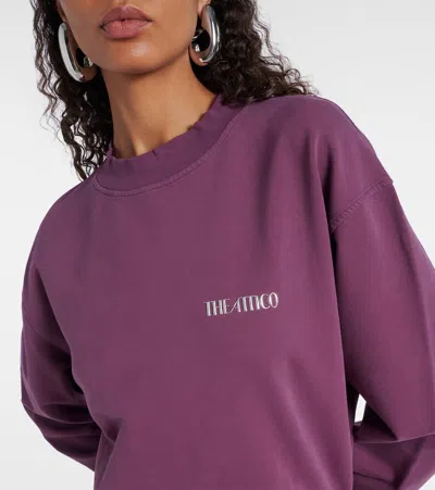 Attico Ruched Cotton-blend Fleece Minidress In Purple
