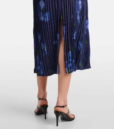 Vince Poppy Blur Plissé Midi Skirt In Blue