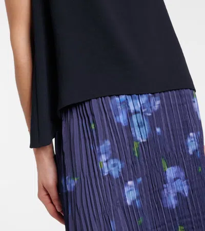 Vince A-line Asymmetrical Draped Top Coastal In Blue