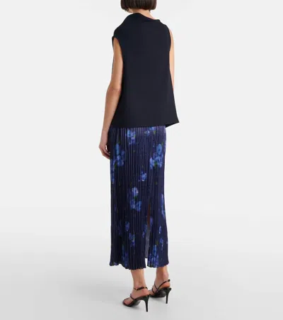 Vince A-line Asymmetrical Draped Top Coastal In Blue