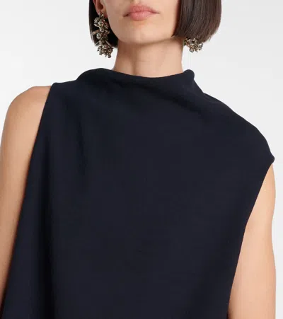 Vince A-line Asymmetrical Draped Top Coastal In Blue