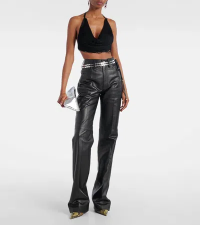 Attico Fringed Halterneck Bralette In Black