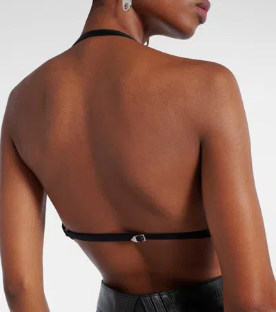 Attico Fringed Halterneck Bralette In Black