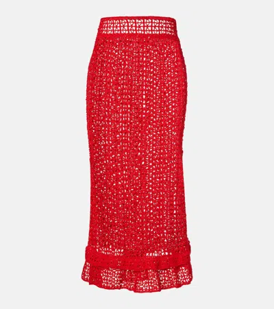 Anna Kosturova Rosette Crochet Cotton Maxi Skirt
