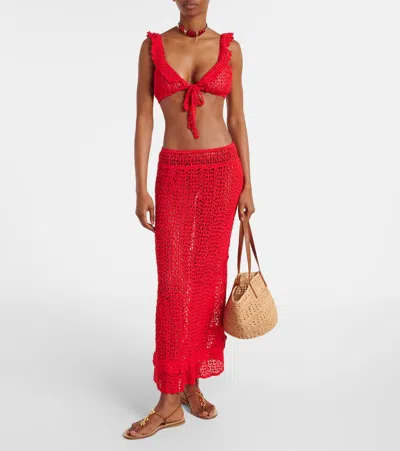 Anna Kosturova Rosette Crochet Cotton Maxi Skirt