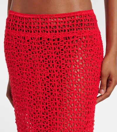 Anna Kosturova Rosette Crochet Cotton Maxi Skirt