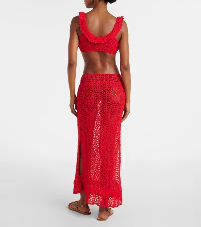 Anna Kosturova Rosette Crochet Cotton Maxi Skirt